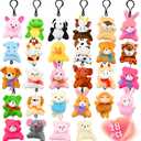 LUKBERA 28Packs Plush Animals Keychain, Stuffed Animals Keychain Toys for Easter Egg Fillers Classroom Exchange Gifts Goodie Bag