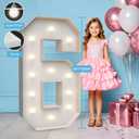4FT Marquee Light Up Numbers 6,Party Decoration Large Marquee Light Up Letters with Weighted Water Bag,Pre-cut Foam Board Set Can Be Used for Birthdays,Weddings,Baby Anniversaries