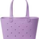 Simple Modern Large Beach Bag | Waterproof Getaway Rubber Tote with Zipper Pocket for Travel, Pool, Boat, Groceries, Sports | Purple Breeze