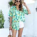 Easter Shirts for Women Happy Easter Hawaiian Shirt Funny Bunny Button Down T-Shirt Rabbit Graphic Tee Tops Green