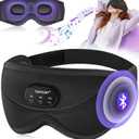 TOPOINT Sleep Mask with Bluetooth Headphones, 3D Eye Mask for Sleep Headphones with White Noise, Total Blackout, 5.4 Bluetooth, Timer, 15 Hours for Women Men, Travel, Meditation, Nap, CPAP Users, Bl