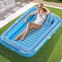 Premium Inflatable Tanning Pool Lounger | Inflatable Tanning Bed for Adults - 4 in 1 Multipurpose Suntan Tub | Pool Floats Adults, Inflatable Pool Float | Tanning Float - Sunbathing Pool Raft (Blue)