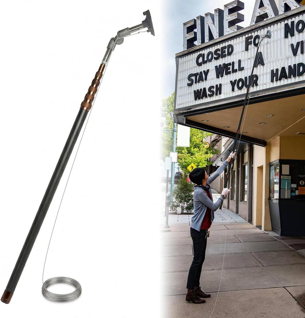 4.2ft - 19.7ft Readerboard/Marquee Sign Letter Change Arm Pole with Changing Sign Letters Cup, Safe, Stable, and Easy to Use