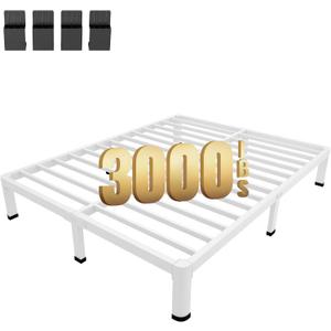 MAF 7 Inch King Metal Platform Bed Frame White with Round Corner Legs