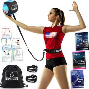 OVANTO Volleyball Training Equipment Aid Solo Volleyball Equipment in 4 Styles to Serve, Spike, Set and Pass Like a Pro - Adjustable Volleyball Practice Equipment Gift for Beginners & Experts
