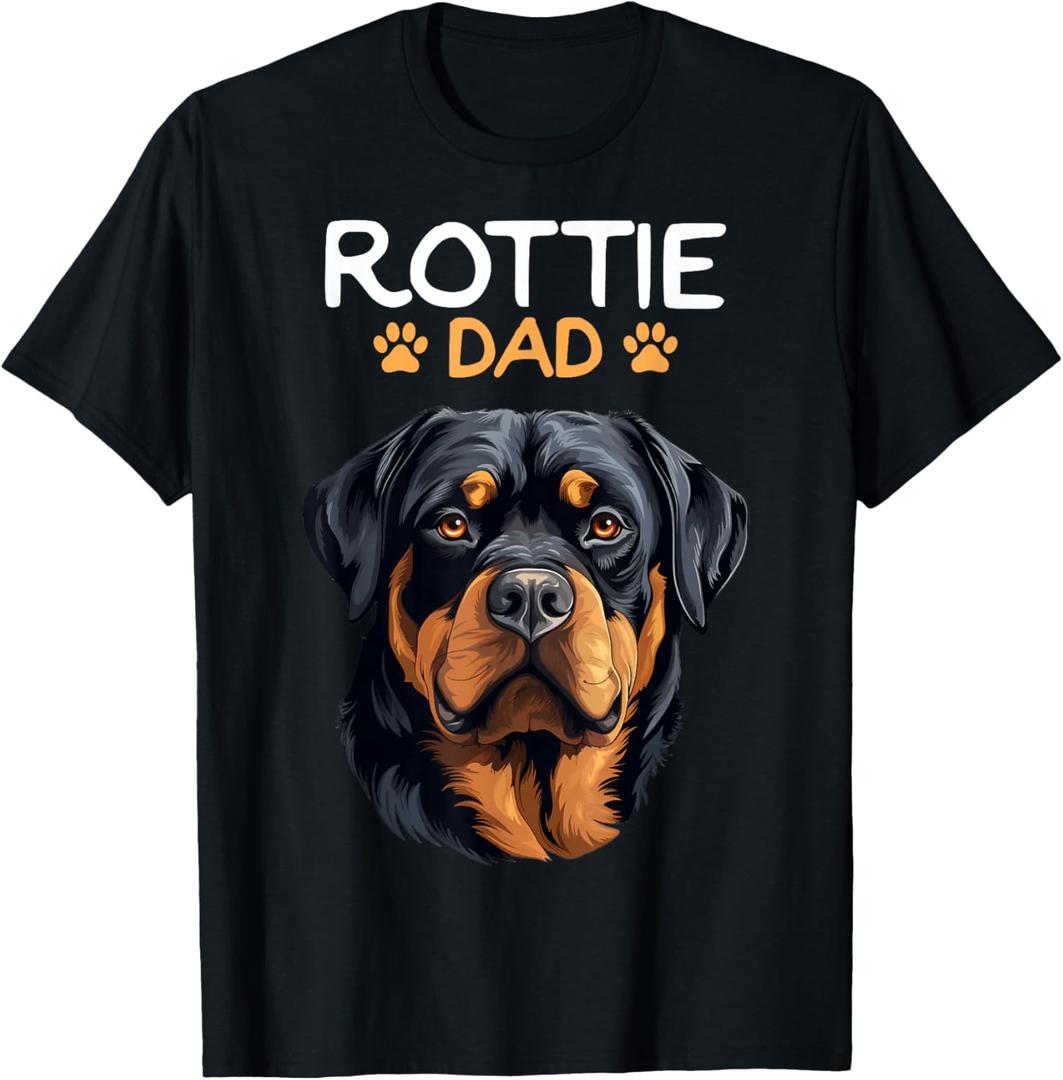 Rottie Dad Rottweiler Dog T-Shirt, Black, Extra Large 