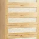 WLIVE Rattan Dresser for Bedroom, 5 Drawer Wood Boho Dresser Storage with Gold Metal Handle, Chest of Drawers for Living Room, Closet, Hallway, Light Oak
