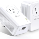 TPLink AV1000 Powerline Ethernet Adapter Kit (TLPA7017P KIT)  Passthrough, Noise Filtering, Gigabit Port, Plug Pair & Play, Network Adapter, Free Expert Support