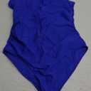 Women One Shoulder One Piece Swimsuit Tummy Control Bathing Suits Modest Full Coverage Cutout Swimwear (Large, Royal Blue)