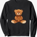Cool Real Teddy Bear Toy Illustration Outfit Graphic Designs Sweatshirt, S