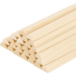 PH PandaHall 50pcs Split Wood Dowel Rods, 12 Inch x 1/2 Inch Half Wooden Dowels Unfinished Fluted Molding Wood Crafts Sticks Doweling Rods for Crafts DIY Mini Dollhouse Projects Making
