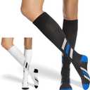 Neon X Compression Socks for Women & Men 20-30mmHg (2 pairs) Best Support for Running Athletic Cycling Nursing Pregnancy Travel Work and Fitness (Black/White)