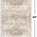 Hazo Haus Boho Bathroom Rug 2x5 Runner, Neutral Farmhouse Kitchen Rugs, Small Throw Runners for Laundry Room Bedroom, Vintage Floral Dcor, Non-Slip Low-Pile Washable Stain Resistant Beige Latte