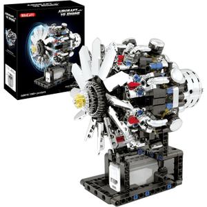 Turbojet Engine Building Set, Aircraft Engine Model kit That Run, Build Your Own Mini Aircraft Model Engine Kit with Motor, STEM Mechanical Physical Science Educational Toys for Kids Adults (558 PCS)