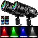 Led Pinspot Light 2 Pack, Czgor Disco Ball Spotlight 15W RGBW 4 in 1 Mirror Ball Lights with Remote Control Super Bright LED Pin Spot Light for Parties DJ Club Bar Wedding