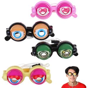 Kinetic Crazy Eyes Glasses, Crazy Eyes Glasses, 4PCS Funny Props Glasses With Blinking Eyeballs, Crazy Eye Glasses for Costume Parties, Pranks, Gag Gifts, Photo Props, Social Gatherings