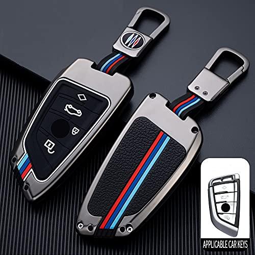 Elegananccy for BMW Key Fob Case Cover, Fit for BMW 1 3 4 5 6 7 Series X3 X4 M5 M6 GT3 GT5, Zinc Alloy and Silicon Remote Key Protector (Blade Type)