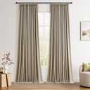 Pinch Pleated 100% Blackout Linen Curtains 120 Inch Long Insulated Thermal Soundproof Full Blackout Drapes for Bedroom Living Room Darkening Extra Long Oatmeal Pinch Pleat Linen Curtains 40x120