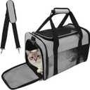 Pet Carrier, Breathable Mesh Design, Soft Cat Carrier with Shoulder Strap, Comfortable Travel Solution, Grey