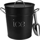 3Qt Black Galvanized Ice Bucket with Lid, Scoop & Handles - Ideal for Cocktails, Parties, BBQs, Wine & Champagne. Double-Layer Insulated Outer & Galvanized Inner Layer, Perfect for Home & Outdoor Use