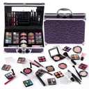 Makeup Kit for Teen Girls & Women Full Kit, Beauty Train Case with Starter Cosmetic Set, Make Up Valentine Gift Box with Eyeshadow,Lipgloss,Highlighter,Blush,Lip&Eye Pencils,Brush & More(Purple)
