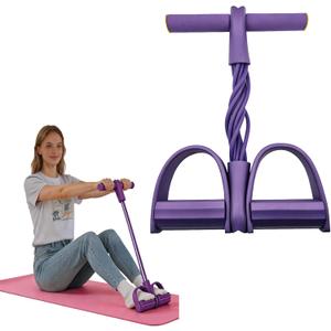 Pedal Resistance Band with Handles, 8-Tube Foot Exercise Band for Home Workout, Full Body Fitness Pull Rope for Abs, Arms, Legs, Non-Slip Foam Grips(1 Pack)