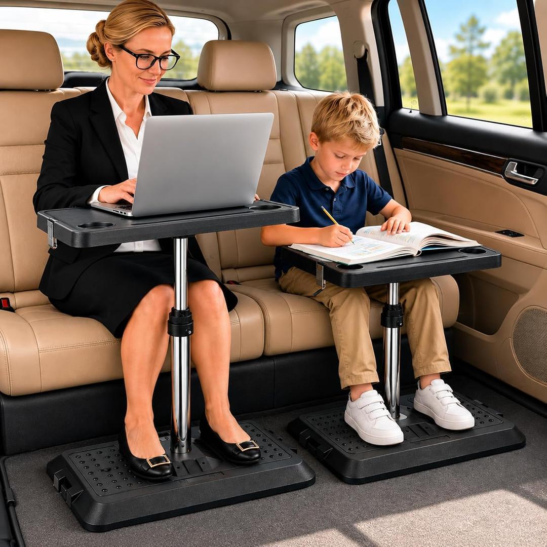 Car Seat Tray Table, Adjustable Car Desk for Laptop, 360 Rotating | Multi-Function Car Tray Table for Passenger & Rear Seat, Portable Eating & Work Station, Essentials Accessories for Long Trip