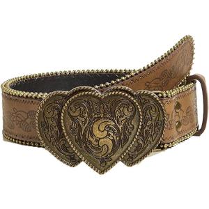 Women's Western Belt Vintage Studded Floral Leather Belts for Jeans Pant Dress