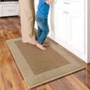 Anti Fatigue Kitchen Mats for Floor, Super Absorbent Kitchen Rugs Non Slip Washable, Soft Linen Braided Kitchen Runner Rug, Standing Mat Kitchen Sink Mat, Easy to Clean, Brown 17x30