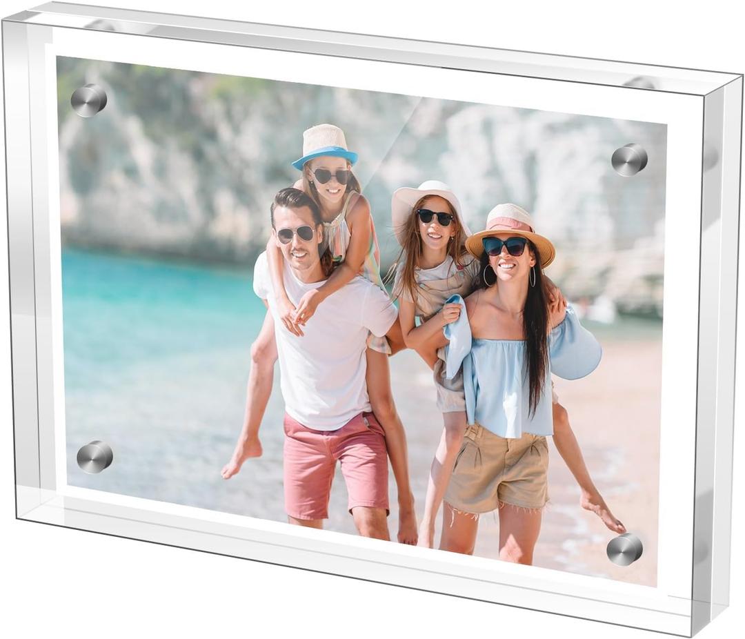 57 Inches Acrylic Picture FrameClear Magnetic Picture Frame for WeddingDouble Sided Frameless Photo Frame for Desktop Free Standing,Display Stand Photo Frame