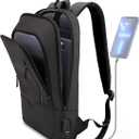 hk Backpack for Men Business Slim Backpack with USB Charger Computer Lightweight Anti-theft Travel Backpacks 15.6 inch Water Resistant Laptop Bag for Work Office College-Black
