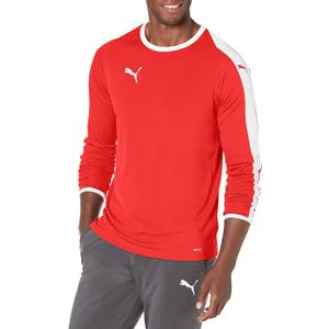 PUMA Men's Liga Long Sleeve Jersey (Medium, Red/White)