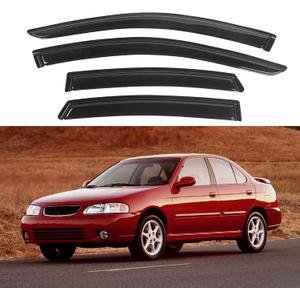 KPY Window Visor Compatible with Nissan Sentra Sedan 2000-2006, 4PC Rain Guard Side Window Vent Deflectors Tape-On Style, 2000 2001 2002 2003 2004 2005 2006
