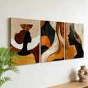Framed Boho African American Wall Art Black Woman Canvas Print Gold Vintage Abstract Black Female Painting Picture Wall Decor for Living Room Bedroom Office 16x24 Inches
