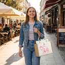 12 Pcs Sublimation Blank Canvas Tote Bag and White Small Makeup Bags Set for Women Reusable Polyester Burlap Personalized Tote Bag Blank Pouch for DIY Crafting Shopping Custom Gifts