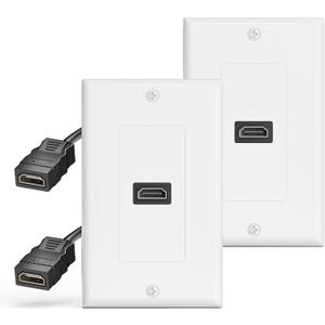 VCELINK HDMI Wall Plate, 2 Pack 4K HDMI Wall Plate with Pigtail, Supports 4K@60 Hz HDR ARC, HDMI Outlet for Home Theater (1-Port)