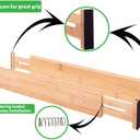 Adjustable Bamboo Drawer Dividers SMALL SIZE, Expandable 1216 inch Spring Loaded Drawer Organizer for Kitchen, Dresser, Bathroom, Bedroom, Desk 6-Pack