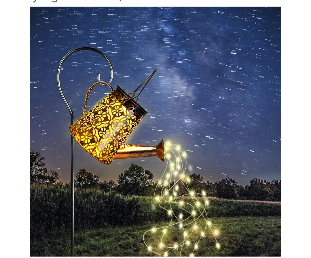 Solar Garden Watering Can Lights with Cascading Lights,Christmas Gifts Fairy Gardening Gifts for Mom,Christmas Solar Lights Outdoor,Solar Powered Fairy Light Outdoor,Decorative for Garden Decor
