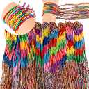 Henoyso 300 Pcs Friendship Bracelets Bulk Handmade Braided String Assorted Colors Thread Bracelets Rainbow Friendship Cords Strand Gifts for Women Birthday Party Favors (Straight Weave)
