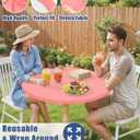 Moosfor Round Spandex Tablecloth, Elastic Fitted Waterproof Tablecloths for 36"-44" Tables, Stretch Washable Picnic Table Cover for Camping, Dining, Indoor and Outdoor,Coral Red