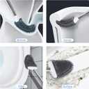Sellemer Toilet Brush and Holder Set for Bathroom, Flexible Toilet Bowl Brush Head with Silicone Bristles, Compact Size for Storage and Organization, Ventilation Slots Base (3 Pack, White)