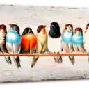 Rustic Cardinal Wall Art Colorful Birds on a Wire Picture for Living Room Red Blue Flying Animal Canvas Prints Painting Bedroom Vintage Nature Sparrow Artwork Bathroom Office Home Decorations 14x48"