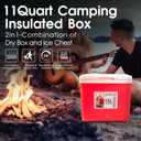 LifeBROS 11 Qt Insulated Portable Cooler Leak-Proof Ice Chest Lunch Box Hard Coolers with Extra Ice Pack for BBQ, Camping, Pincnic-Red