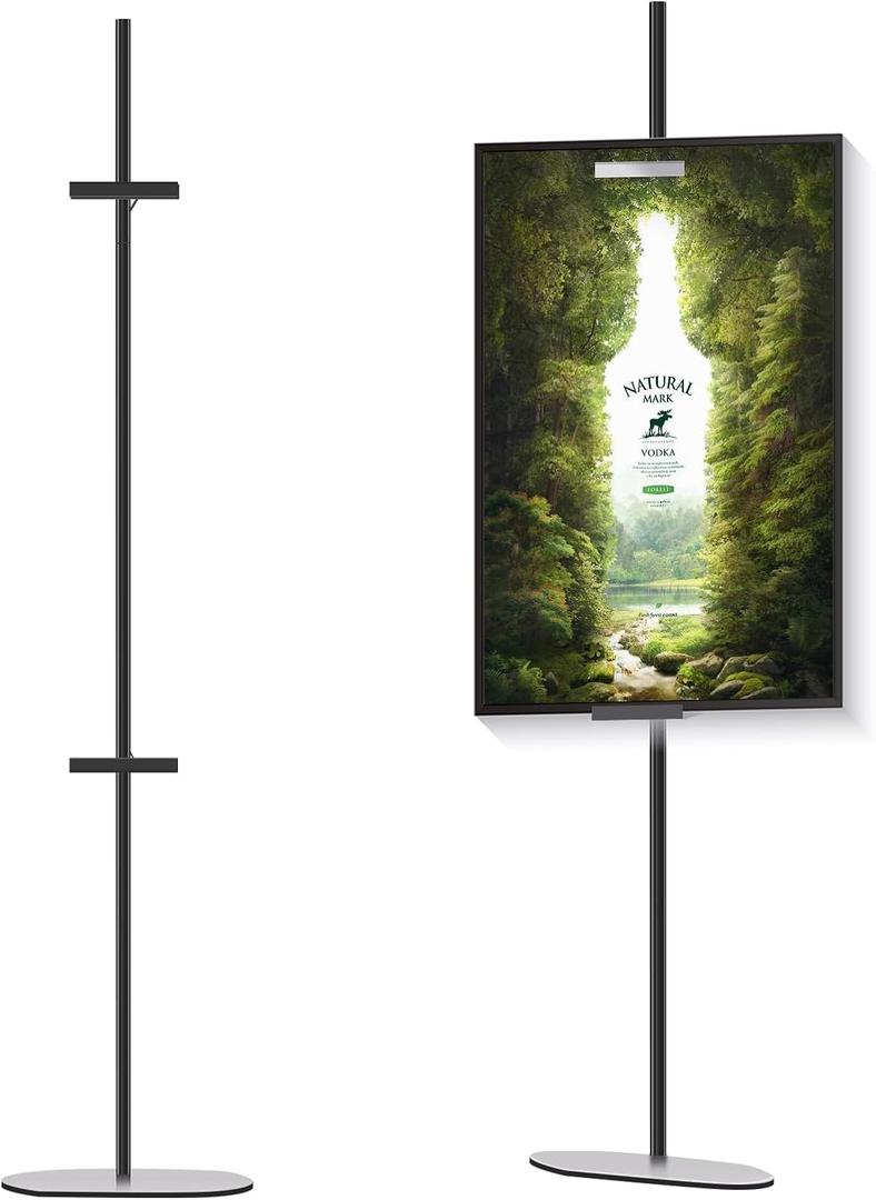 Adjustable Easel Stand for Picture Frames, Holds Frames Up to 64" Tall - Sturdy Metal Floor Easels for Art, Signs, Photos | for Home, Office, Gallery Display (Black)