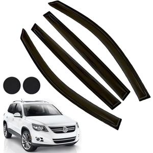 Rain Guards for Volkswagen VW Tiguan 2018-2023, Tape-on Side Window Deflectors, Window Visors for Volkswagen Cars, Car Accessories 4 Rain Guards  2 Car Coasters