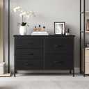 DUMOS TV Stand for Bedroom with 5 Drawers, Storage Chest of Drawers, 11.8"D x 39.4"W x 25.3"H