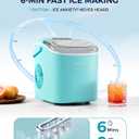 EUHOMY Countertop Ice Maker Machine with Handle, 26lbs Per Day, 9 Ice Cubes Ready in 6 Mins, Auto-Cleaning Portable Ice Maker with Basket and Scoop, for Home/Kitchen/Camping/RV (Green)