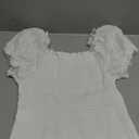 SOLY HUX Women's Square Neck Puff Short Sleeve Frill Shirred Smocked Crop Tops Blouse, White, XL