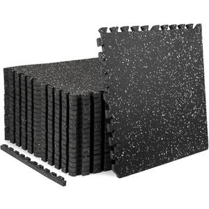 0.79in Extra-Thick 72 Sq Ft Exercise Equipment Mats, 18 Tiles Rubber Top EVA Foam Workout Mats, Interlocking Gym Flooring for Home Gym, 24 x 24in, Black & White