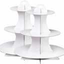 2 Pcs 3-Tier Cardboard Cupcake Stand,White Cupcake Stand Tower for Birthday Wedding DIY Dessert Decoration
